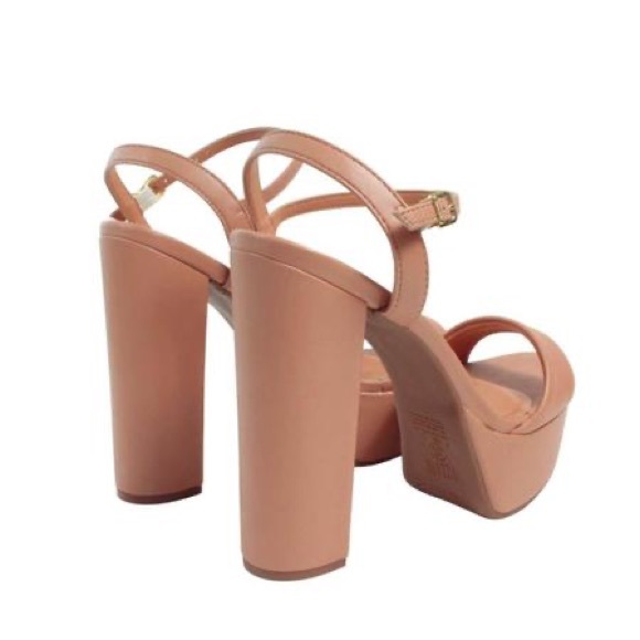 Vizzano Nude Ankle Strap Block Heels - Picture 5 of 7